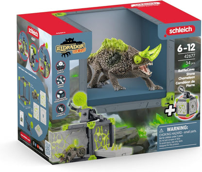 Schleich 42677 BattleCave Stone Chameleon, a partir de 7 anos, ELDRADOR CREATURES - Playset, 34 peças