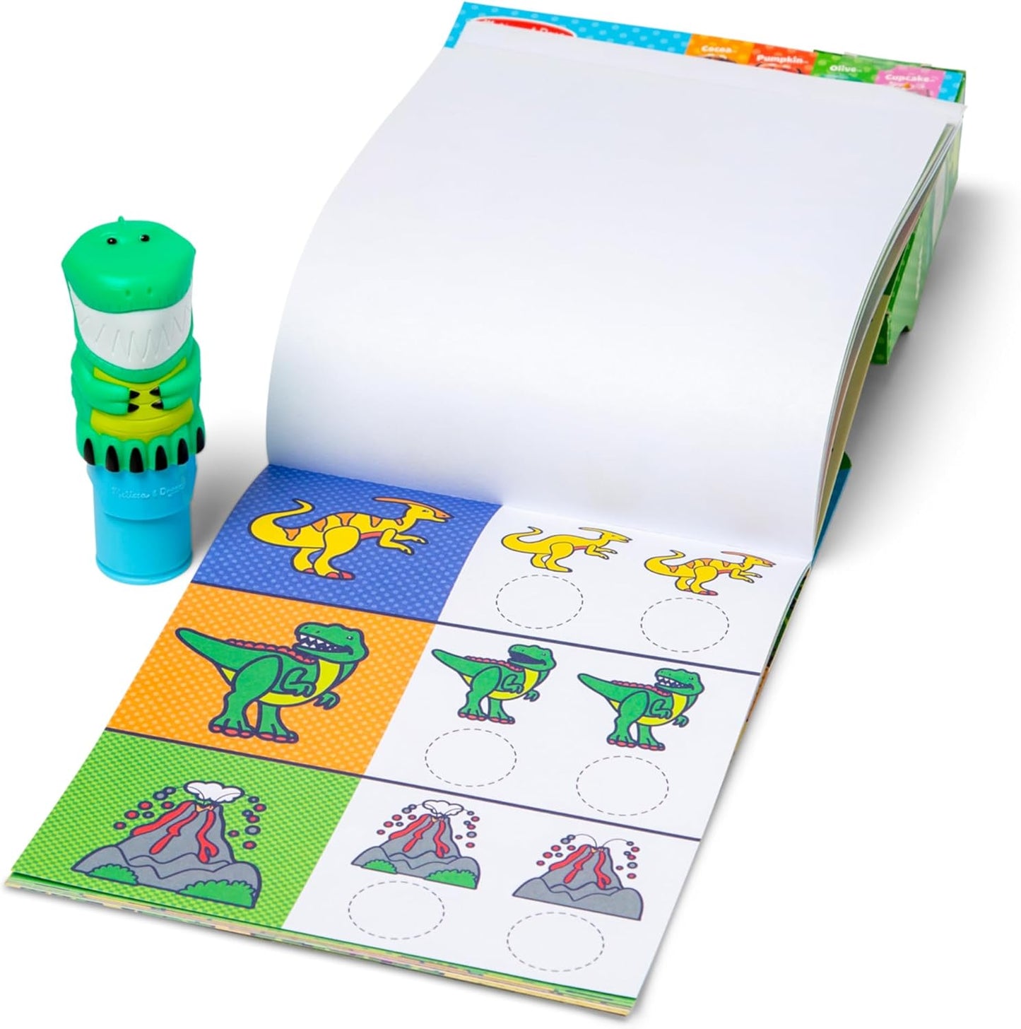 Melissa & Doug Sticker WOW!™ Carimbo de adesivos e bloco de atividades de 24 páginas, 300 adesivos, artes e ofícios Fidget Toy Personagem colecionável - Dinossauro - Brinquedo de viagem criativo para meninas e meninos 3+