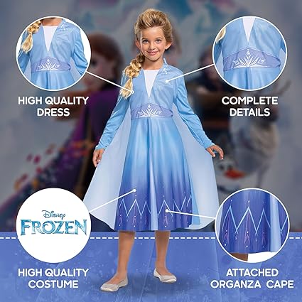 DISGUISE Fantasia oficial da Disney Frozen Elsa para meninas, fantasia infantil de Frozen, fantasias de princesa para meninas, fantasias do Dia Mundial do Livro para meninas