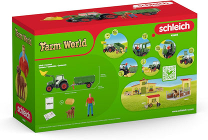 Schleich 42608 FARM WORLD Trator com reboque Playset para maiores de 3 anos, preto