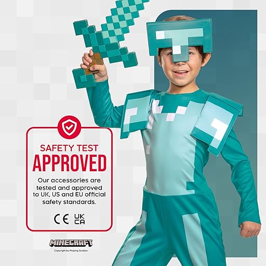 DISGUISE Fantasia de Minecraft Diamond Armor para crianças, fantasias de Halloween para crianças disponíveis nos tamanhos S, M e L