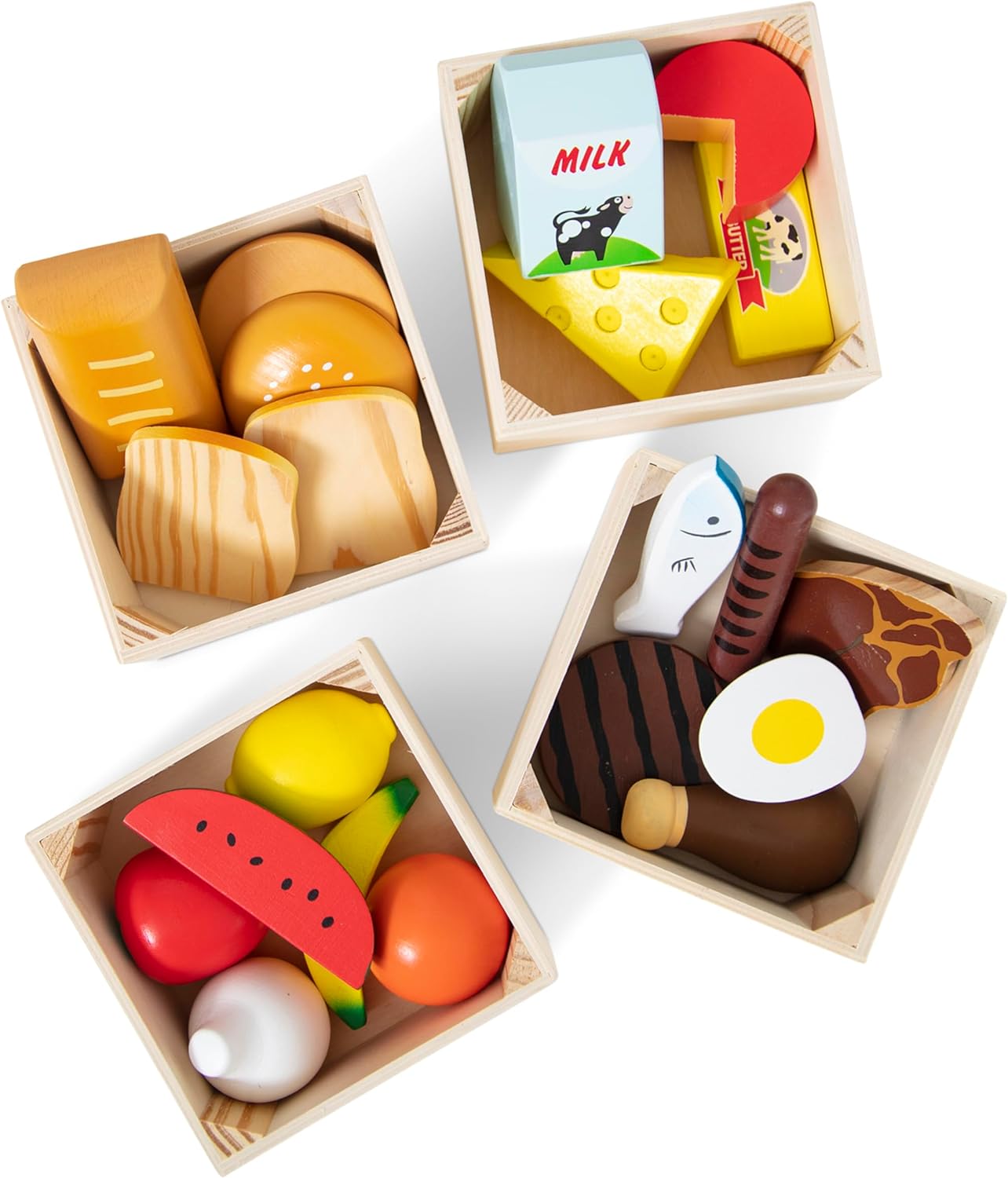 Melissa &amp; Doug Comida de juguete para cortar de madera Juguetes de comida de madera Comida de juguete Comida de juguete Accesorios de cocina 3+ Regalo para niño de 3 años, Regalo para niña de 3 años