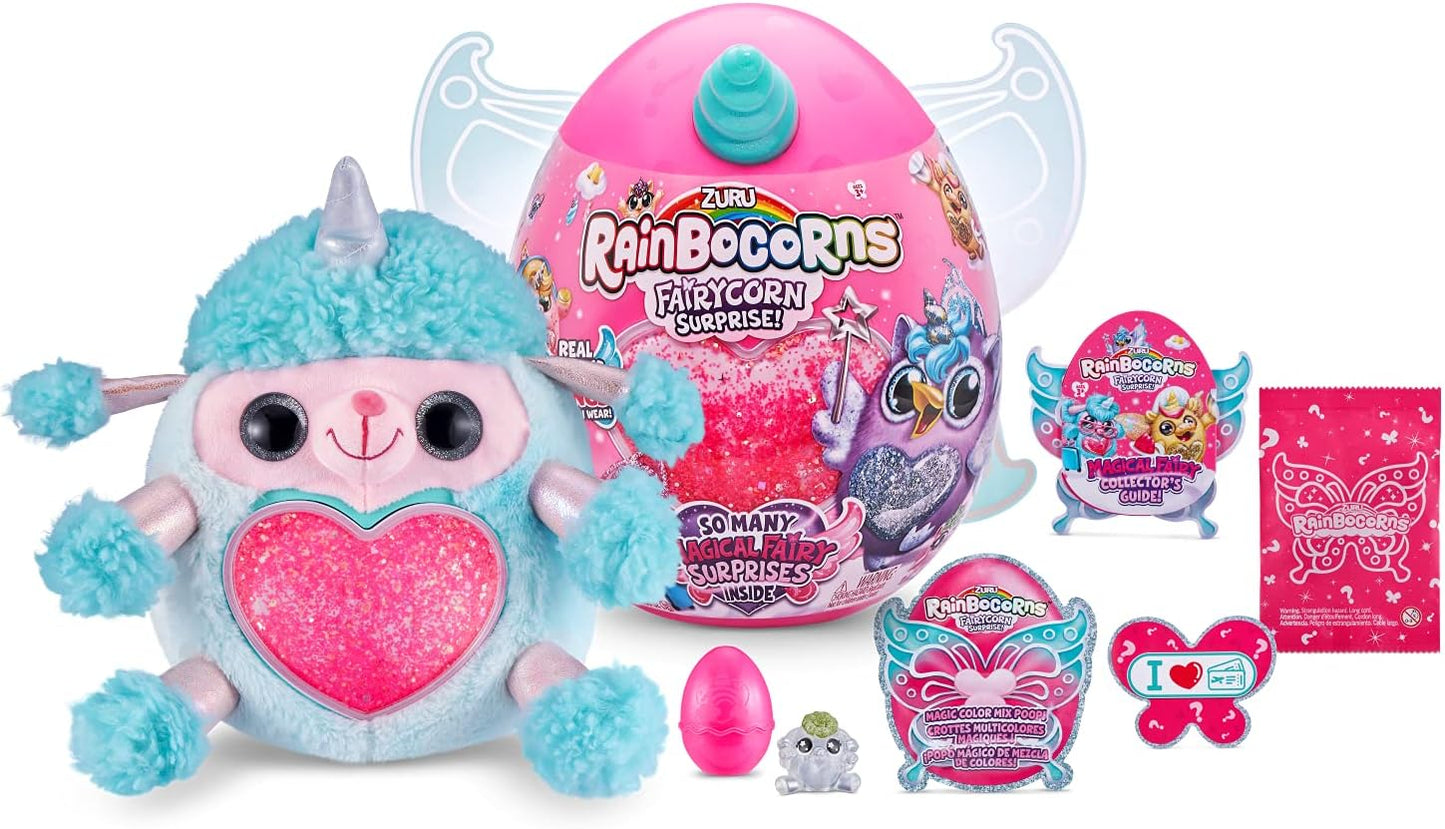 Rainbocorns Fairycorn Surprise Série 4, Poodle - Pelúcia Colecionável - Surpresas Mágicas de Fadas, 28 cm, Animal de Pelúcia Cuddle, Asas de Fada Vestíveis, Adesivos, Slime (Poodle)