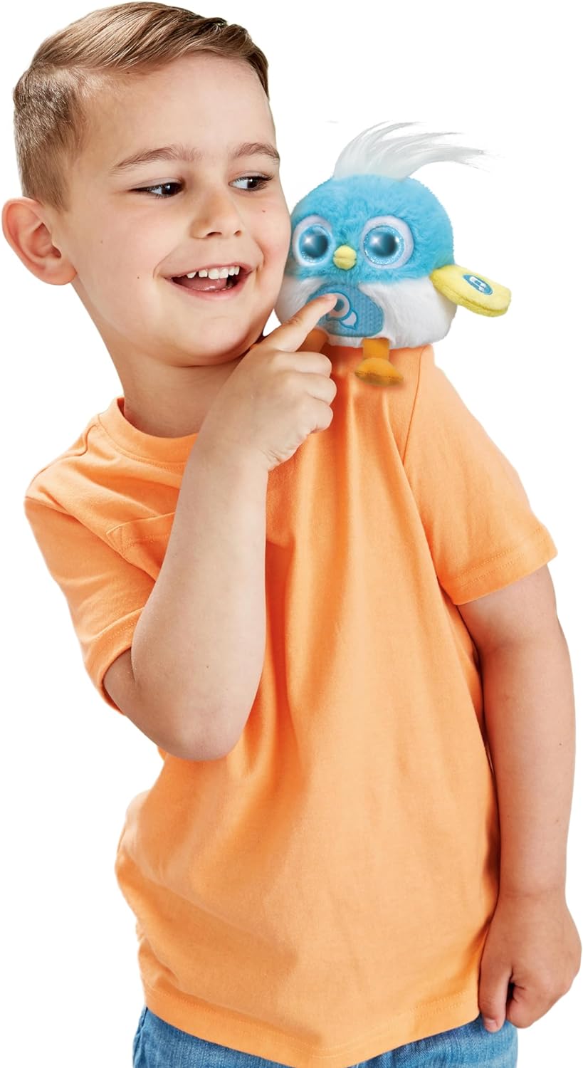 VTech LoLibirds, Juguete Interactivo para Pájaros con Respuestas Divertidas, Ojos que Cambian de Color, Música y Sonidos, Se Queda en el Hombro, Regalo para niños de 4, 5, 6 años en adelante, Azul, Versión en inglés