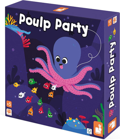 Janod - Poulp Party - Juego de mesa infantil - Juego de habilidad y reflexión - 1 a 4 jugadores - Certificado FSC® - 5 años +,