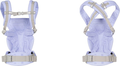 Ergobaby Omni Breeze Portabebés para recién nacidos, desde el nacimiento hasta 20,4 kg, 4 posiciones, malla SoftFlex, posición ergonómica de transporte hacia delante y hacia atrás, azul lavanda