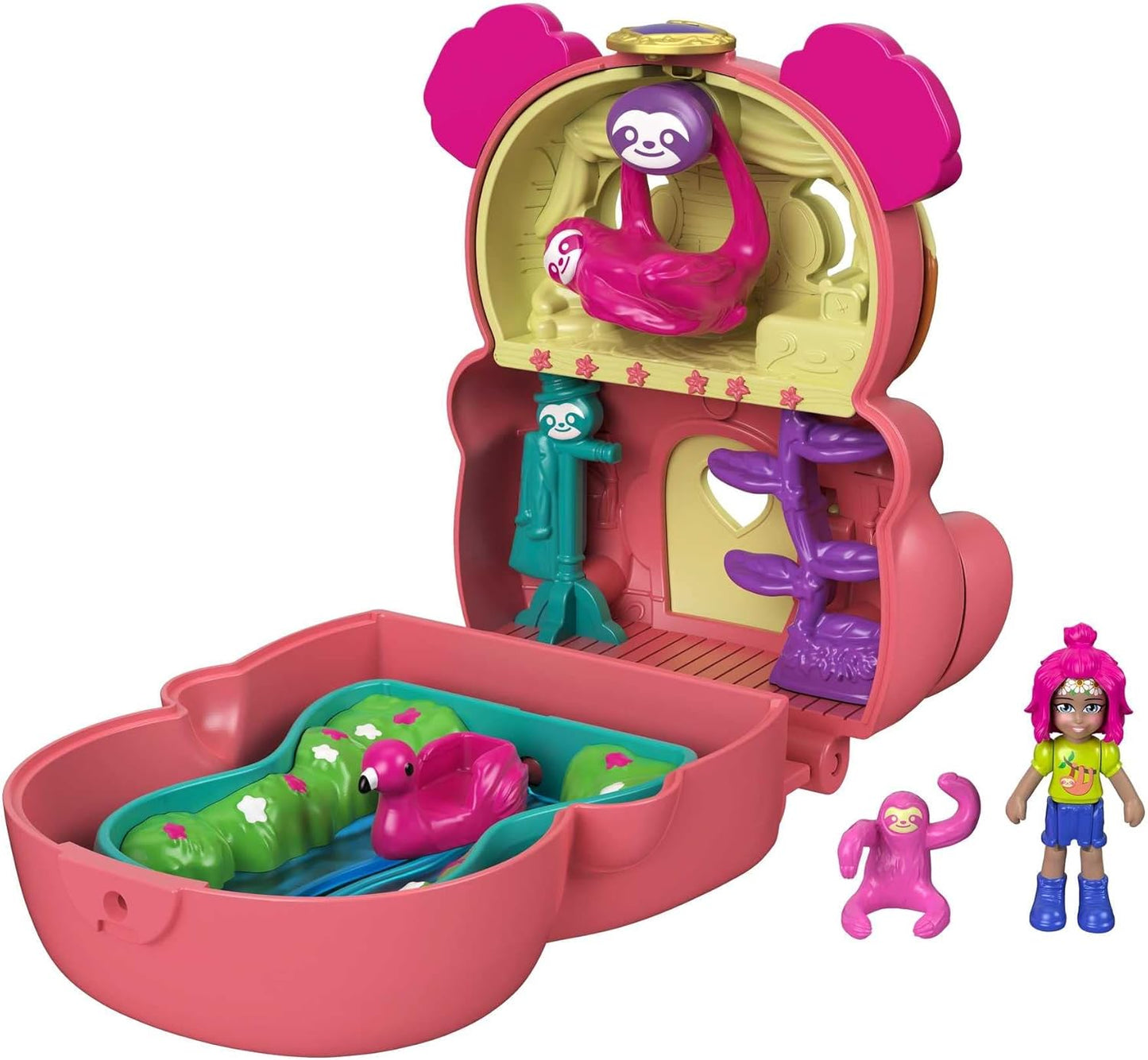 Polly Pocket Flip e Encontrar Preguiça Compacto