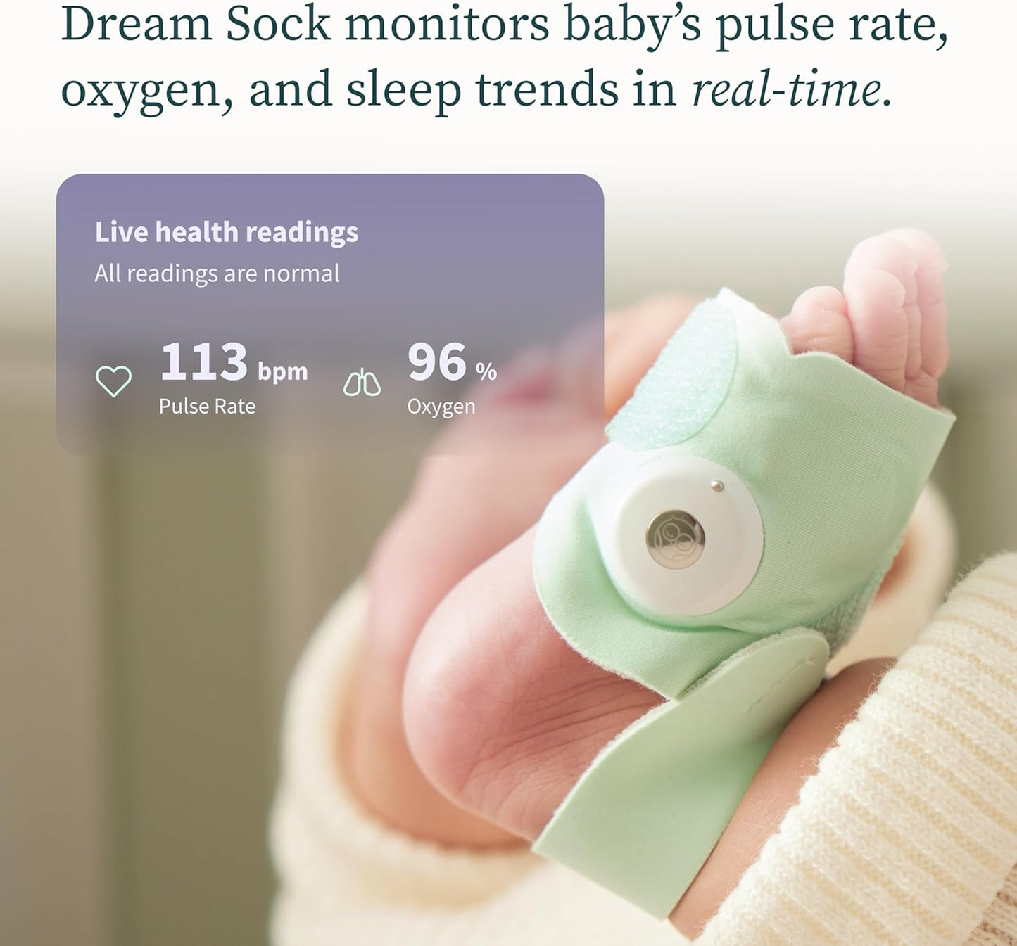 Owlet Monitor inteligente para bebês Dream Bundle 2: Dream Sock® e Owlet Cam 2 - rastreia e notifica a frequência cardíaca e o oxigênio enquanto visualiza o bebê em vídeo HD WiFi 1080p - Bedtime Blue