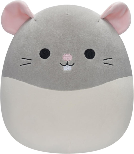 Squishmallows SQCR02403 Brinquedos de pelúcia jazwares 12 polegadas cinza e branco, Rusty The Rat, Pequeno