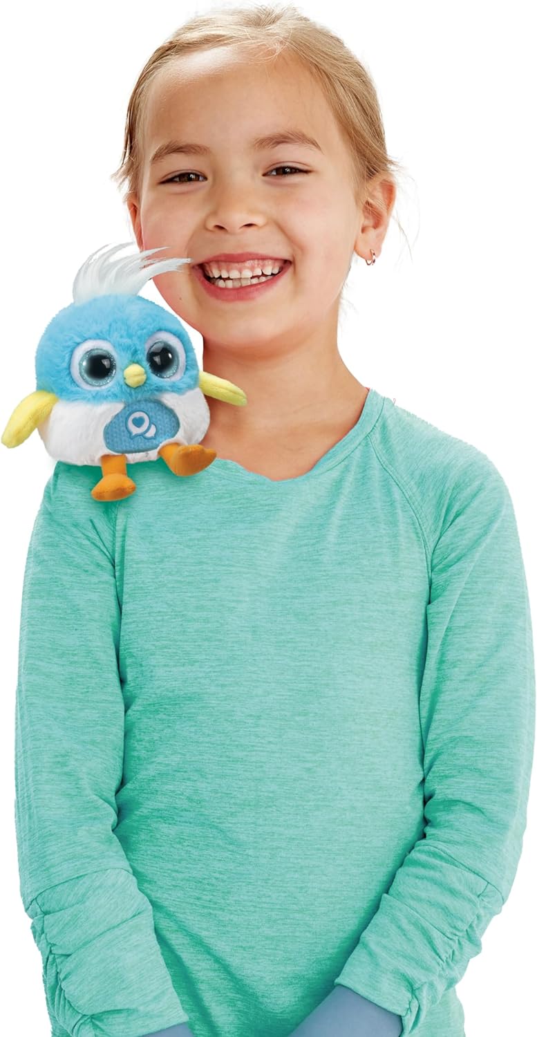 VTech LoLibirds, Juguete Interactivo para Pájaros con Respuestas Divertidas, Ojos que Cambian de Color, Música y Sonidos, Se Queda en el Hombro, Regalo para niños de 4, 5, 6 años en adelante, Azul, Versión en inglés