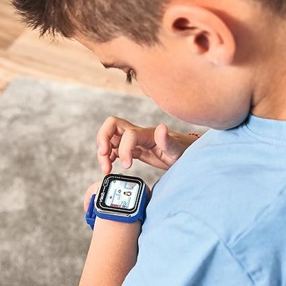 VTech KidiZoom Smart Watch Max, relógio para crianças com jogos, câmera dupla para fotos e selfies, 8 jogos, pedômetro, tela colorida, efeitos engraçados e muito mais, para bebês de 4, 5, 6, 7 anos ou mais, azul