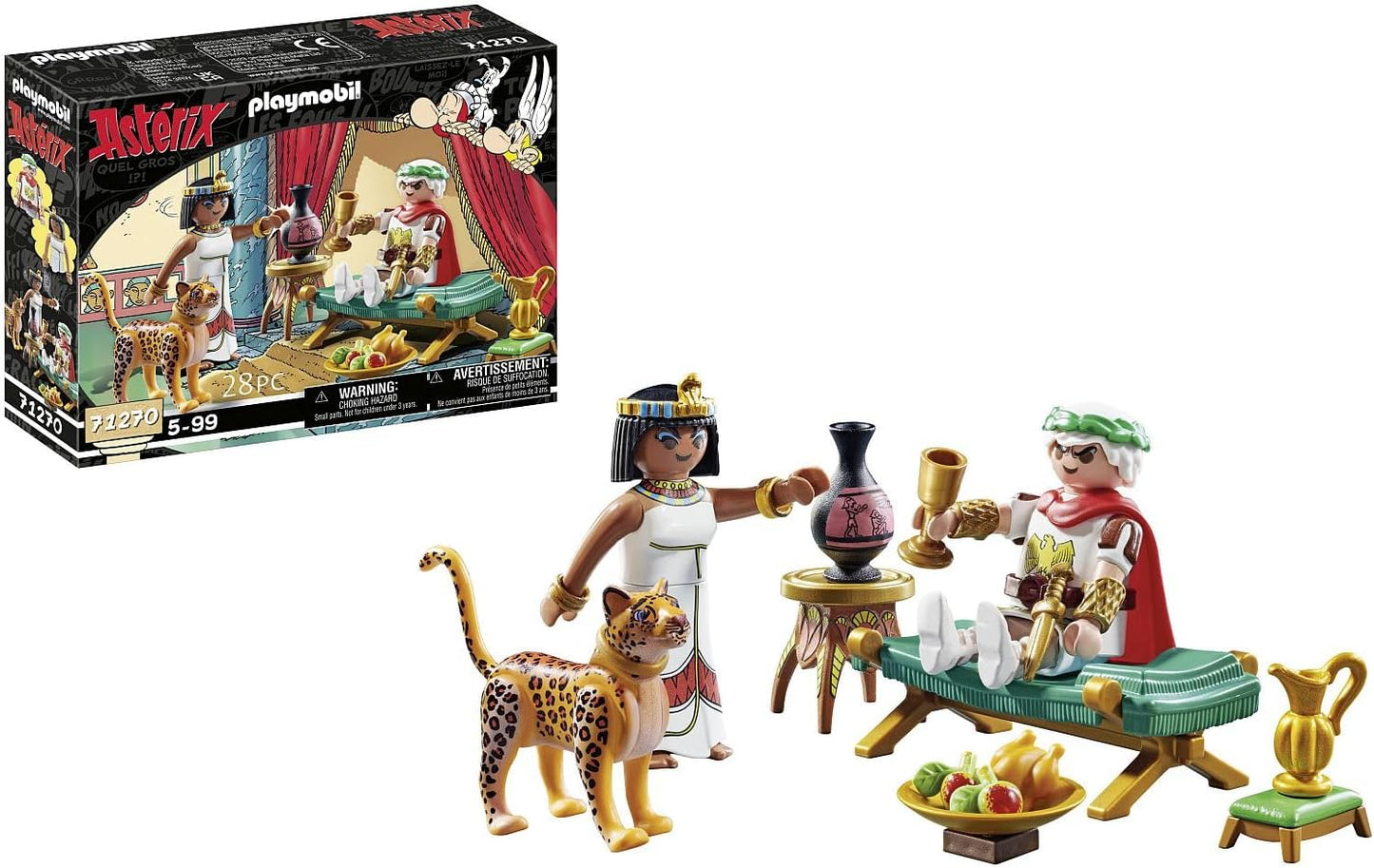 Playmobil 71270 Asterix: César e Cleópatra com leopardo, bonecos de coleção, colecionadores e leques de asterix, dramatização divertida e imaginativa, conjuntos de jogos adequados para crianças de 5 anos ou mais