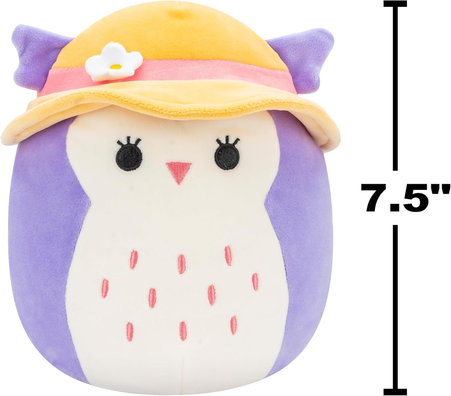 Squishmallows SQCR05400 7,5 polegadas-Holly The Purple Owl com chapéu de sol, multicor