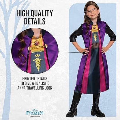 DISGUISE Disney Official Frozen 2 Traveling Anna Standard Costume Kids, Princess Dress Up para meninas