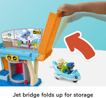 Fisher-Price Brinquedos para crianças pequenas, aventuras diárias, conjunto de aeroporto com avião para pré-escola, brincadeiras de simulação, idades de 1 ano ou mais,