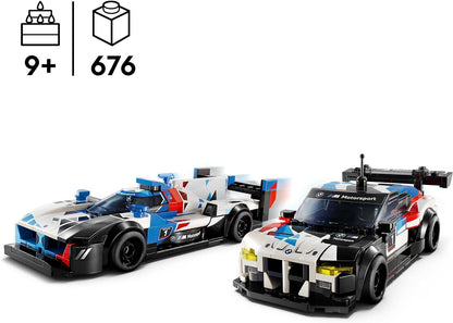 LEGO Speed Champions BMW M4 GT3 e BMW M Hybrid V8 brinquedos de carro de corrida para meninos e meninas de 9 anos ou mais, modelos de veículos edificáveis com 2 minifiguras de motorista, decoração de quarto infantil, ideia de presente de aniversário 76922