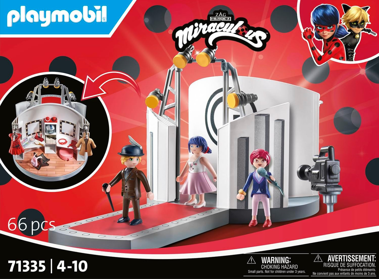 Playmobil 71335 Miraculous: desfile de moda de Gabriel, incluindo Marinette, Adrien e Nadja, aventura com Ladybug, dramatização divertida e imaginativa, diversos conjuntos de jogos adequados para crianças a partir de 4 anos