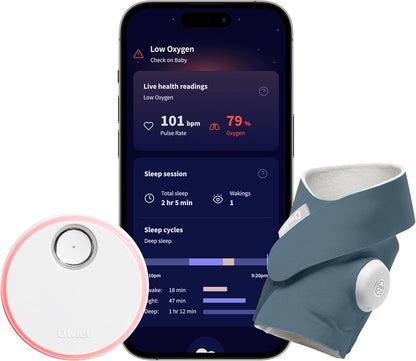 Owlet Dream Sock - Monitor inteligente para bebês - Monitore a frequência cardíaca (pulsação) ao vivo e o oxigênio em bebês