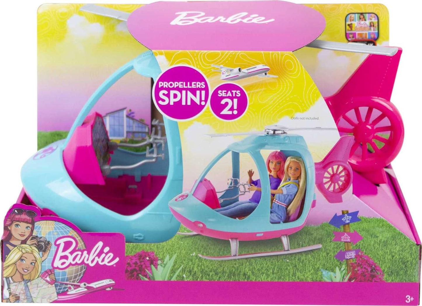 Barbie Helicóptero, Rosa e Azul com Rotor Giratório