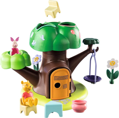 Playmobil 71316 1.2.3 e Disney: Winnie's & Piglet's Tree House, Winnie-the-Pooh, brinquedos educativos para crianças pequenas, brinquedos para presentear e dramatizações divertidas e imaginativas, conjuntos de jogos para crianças com mais de 12 meses