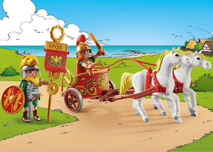 Playmobil 71543 Asterix: Carruagem Romana, viagem pela terra, incluindo capacetes removíveis, pulseiras e capa, conjuntos de jogos detalhados adequados para crianças a partir de 5 anos