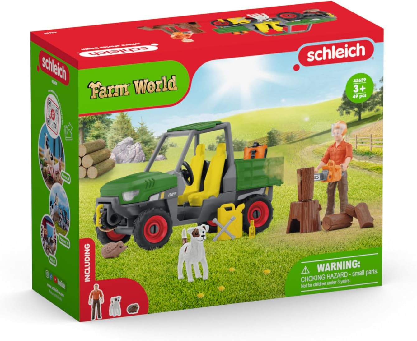 Schleich 42659 FARM WORLD Conjunto de brinquedos para trabalhar na floresta para maiores de 3 anos