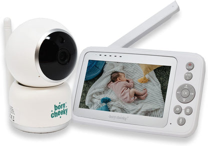 Born Cheeky  Monitor de câmera de vídeo para bebês Monitor de temperatura de visão noturna sem fio de 4,3 polegadas 2,4 GHz VOX Microfone de 2 vias Rotação e inclinação da câmera de voz Berçário