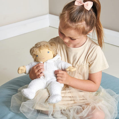 ThreadBear Design Boneca Baby Lilli em macacão de coelhinho branco - boneca macia para crianças