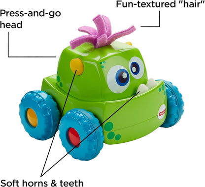 Fisher-Price DRG15 Press-N-Go Monster Truck Verde, brinquedo de rastreamento Push and Go, adequado para 1 ano de idade