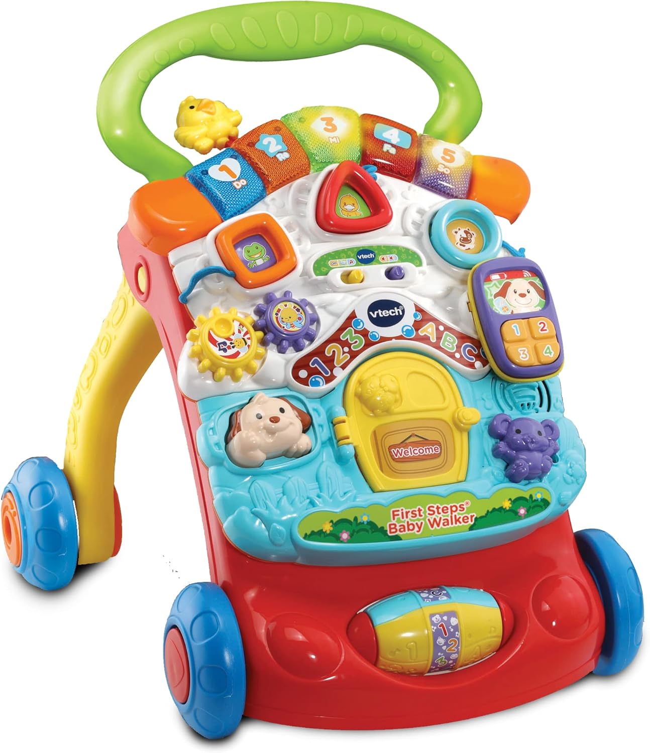 VTech First Steps Baby Walker | Brinquedo de bebê Push Along Walker com formas, sons, música, frases, brincadeira de faz de conta e muito mais | Adequado para bebês de 6 a 30 meses, meninos e meninas