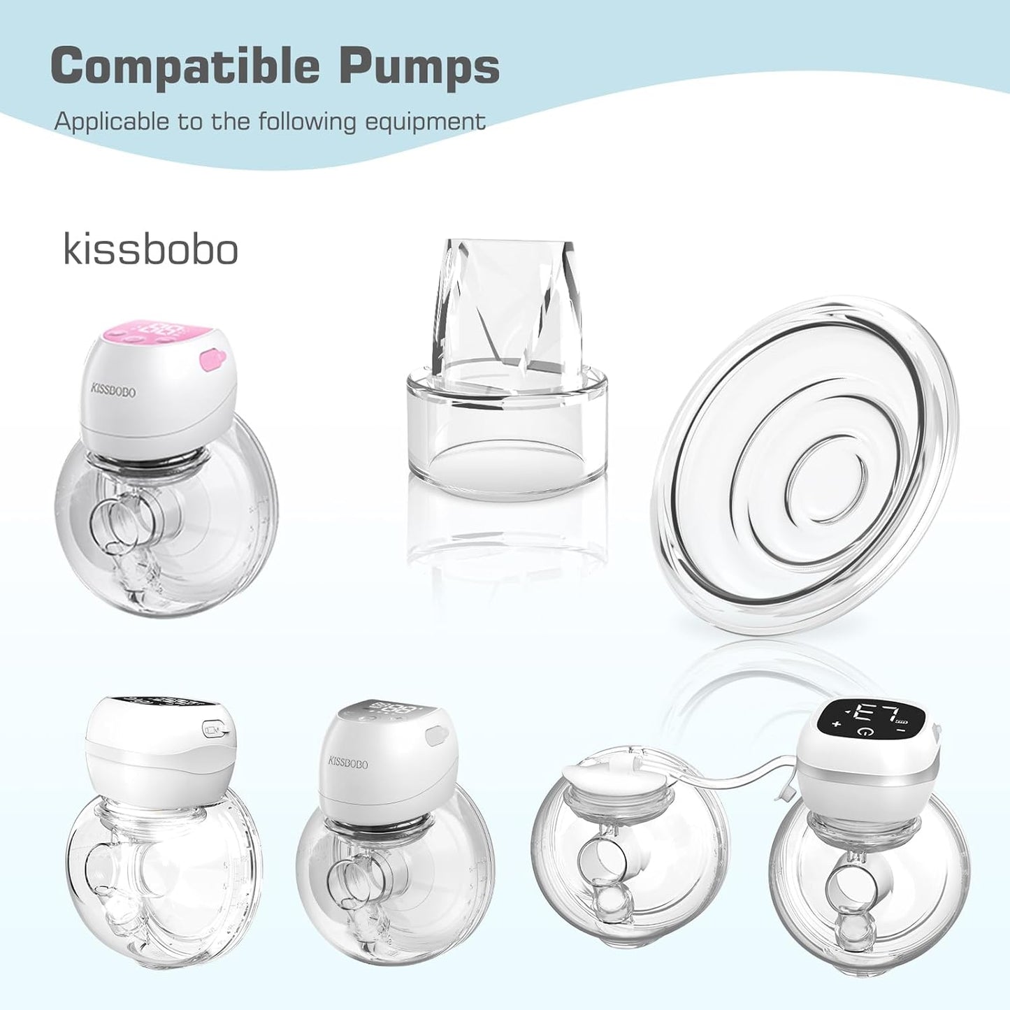 Kissbobo Inserção de flange 21 mm, compatível com Lansinoh /momcozyS9/S10/S12/Medela/Willow/Elvie/TSRETE/Bellababy/, escudos/flanges de bomba tira leite portátil, coletor de leite 24 mm universal