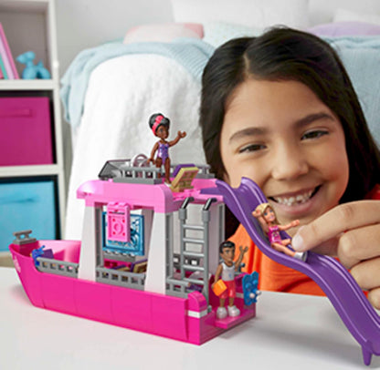 MEGA Barbie Dream Boat, brinquedo de construção para meninos e meninas + 6 anos, inclui 317 blocos, 3 bonecas e acessórios, HPN79