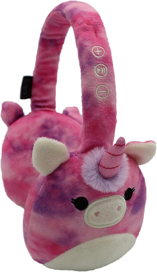 Squishmallows Lola The Unicorn Plush Fones de ouvido Bluetooth com microfone embutido para fazer e receber chamadas. Alcance Bluetooth de 10 metros, controle de volume