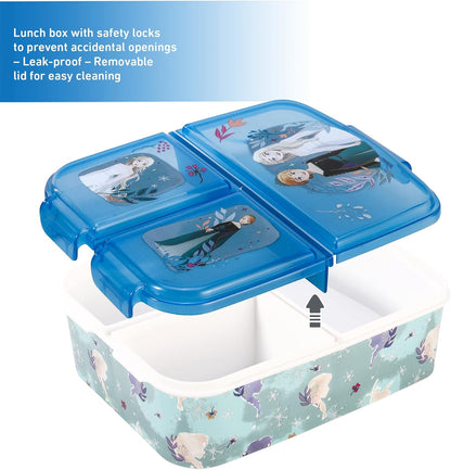 Zawadi Global Conjunto de lancheira infantil Frozen Kids - lancheira isolada, lancheira com vários compartimentos e garrafa de água de 540 ml - conjunto de comida para almoço de viagem escolar, sem BPA