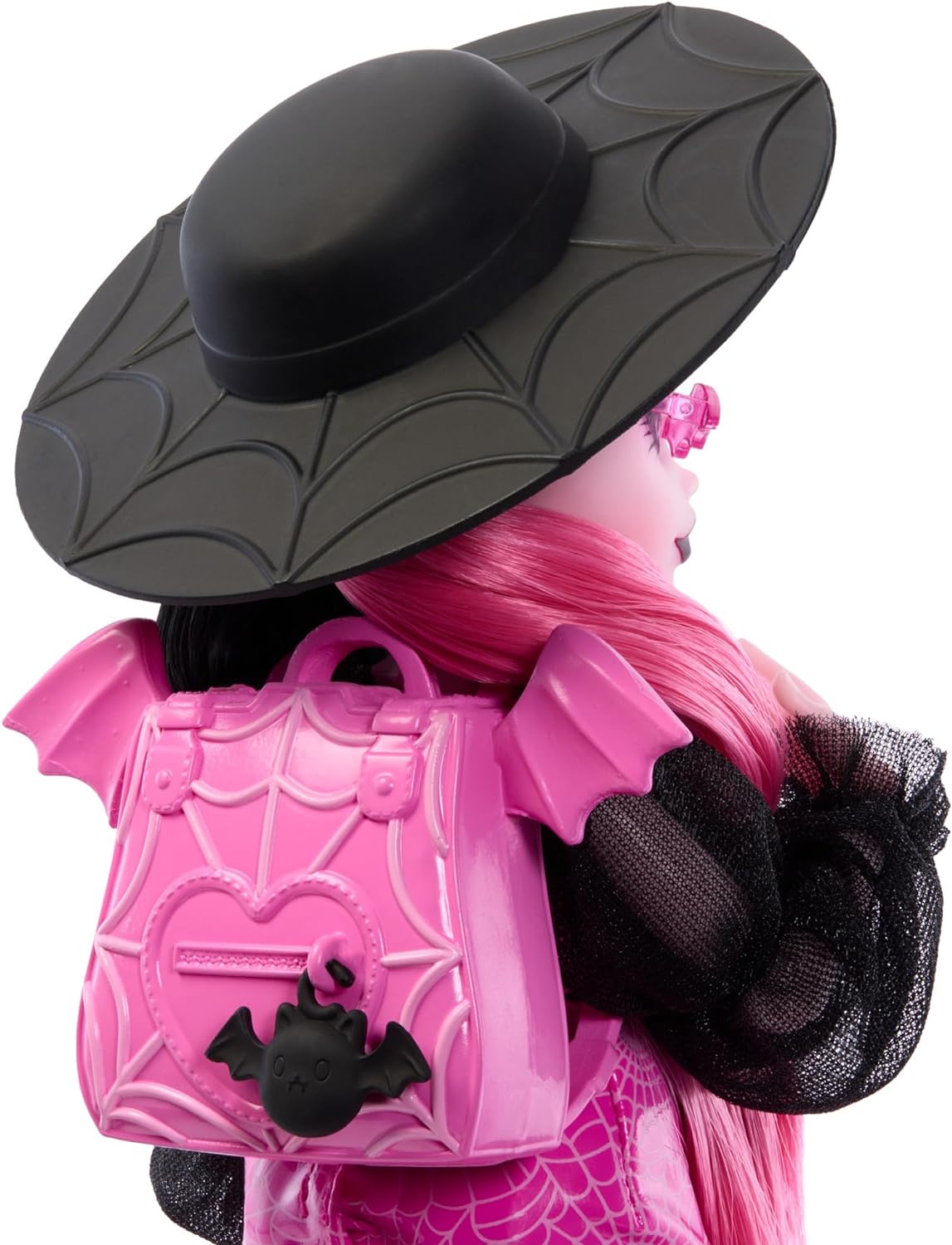 Monster High Boneca Draculaura com Pet Bat-Cat Count Fabulous e acessórios como mochila, livro de feitiços, caixa de bento e muito mais