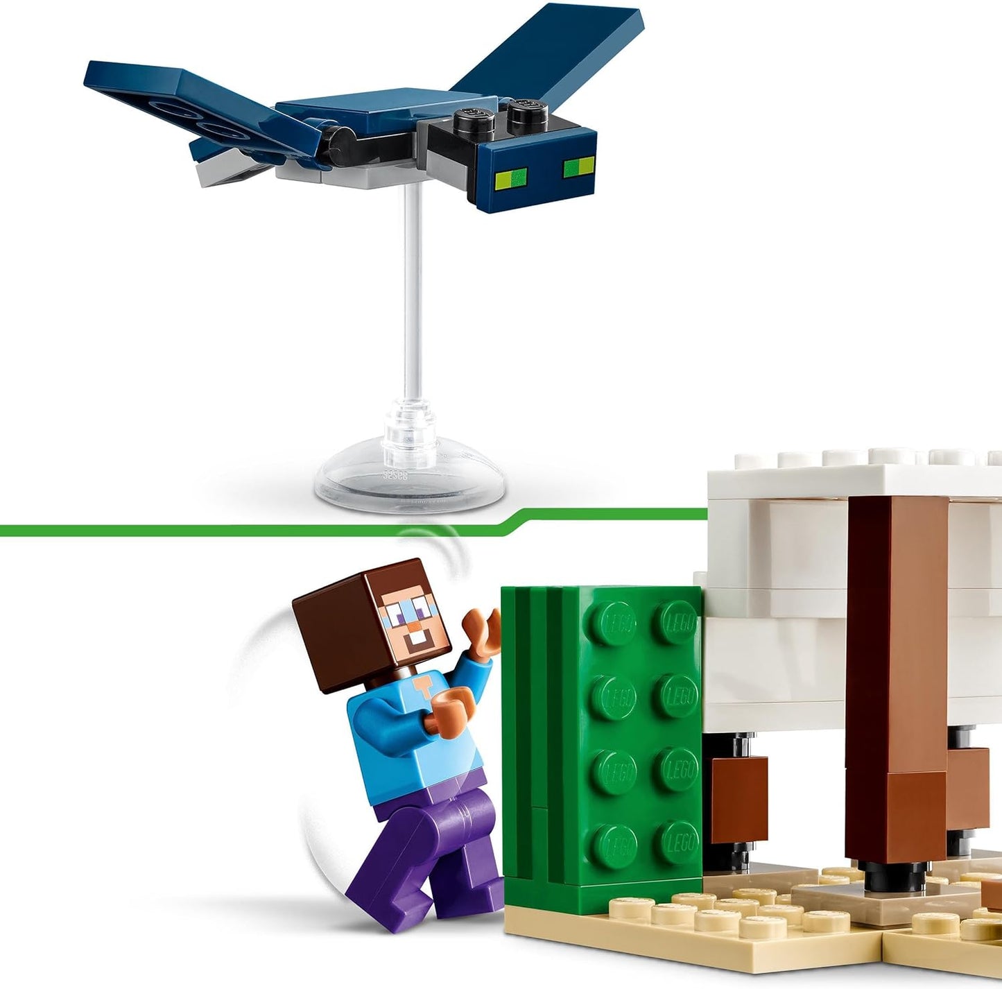 LEGO Brinquedos de construção da expedição ao deserto de Minecraft Steve para crianças, meninos e meninas com mais de 6 anos, conjunto de jogos de bioma com casa, animais de brinquedo e figuras, presente para jogadores 21251