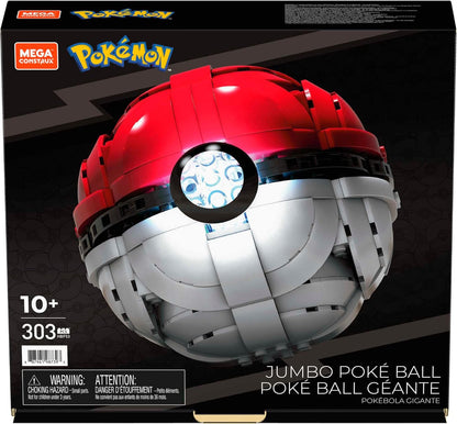 MEGA Conjunto de construção de brinquedo Pokémon, construção e exibição de 5 polegadas Jumbo Poké Ball Collectibe, Lights Up, HBF53