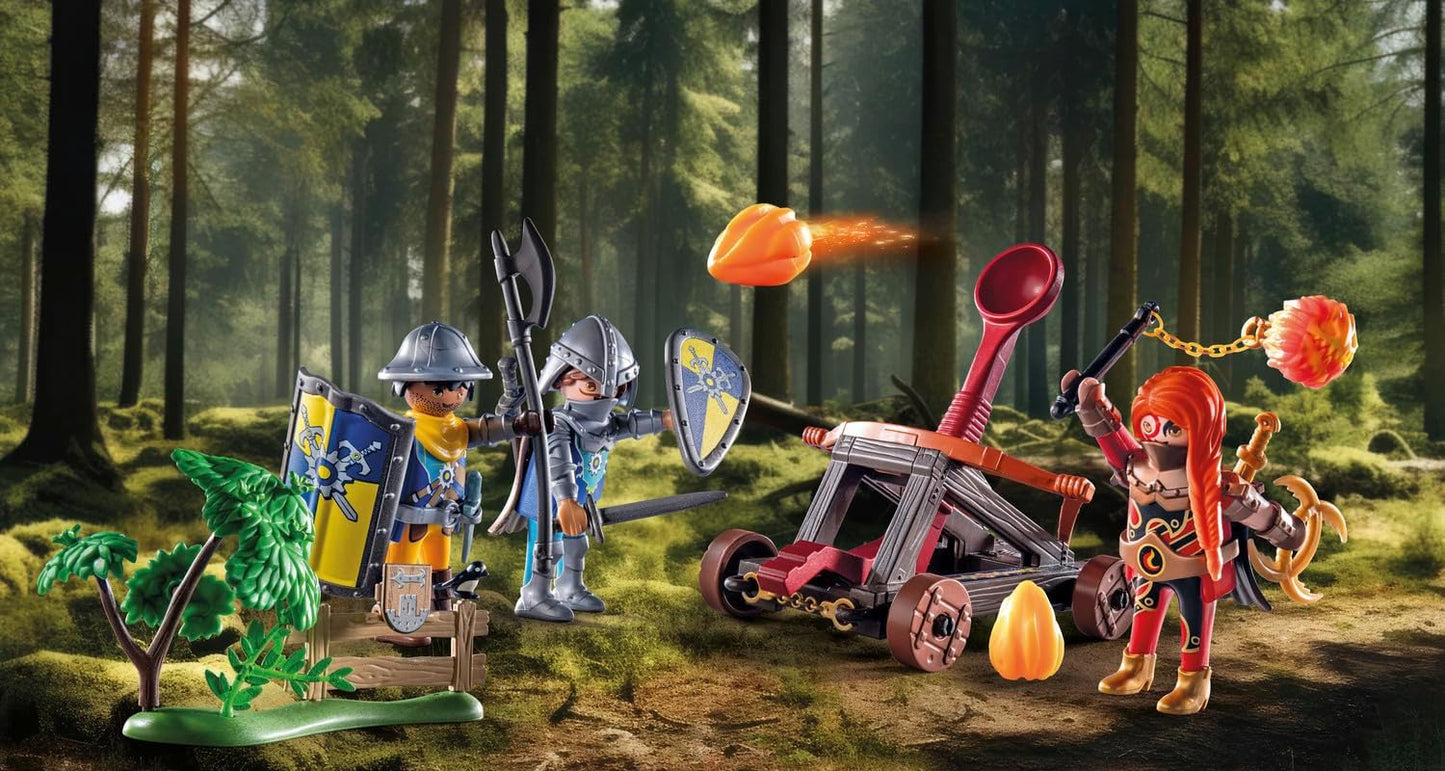 Playmobil 71485 Knights of Novelmore: Roadside Ambush, Novelmore Knights e Burnham Raiders, com catapulta realista, dramatização divertida e imaginativa, conjuntos de jogos de cavaleiro adequados para crianças de 4 anos ou mais