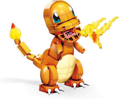 MEGA Conjunto de construção de brinquedo Pokémon Build & Show Squirtle e Pokémon Build & Show Charmander, 4 polegadas de altura, articulável, 185 tijolos e peças, para meninos e meninas, de 7 anos ou mais - GKY96