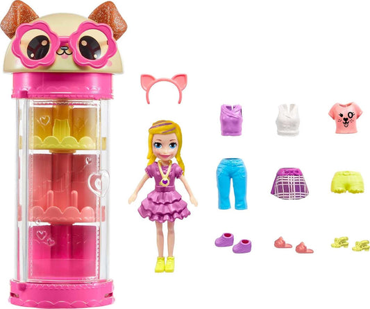 Polly Pocket - Cão guarda-roupa estilo carrossel giratório