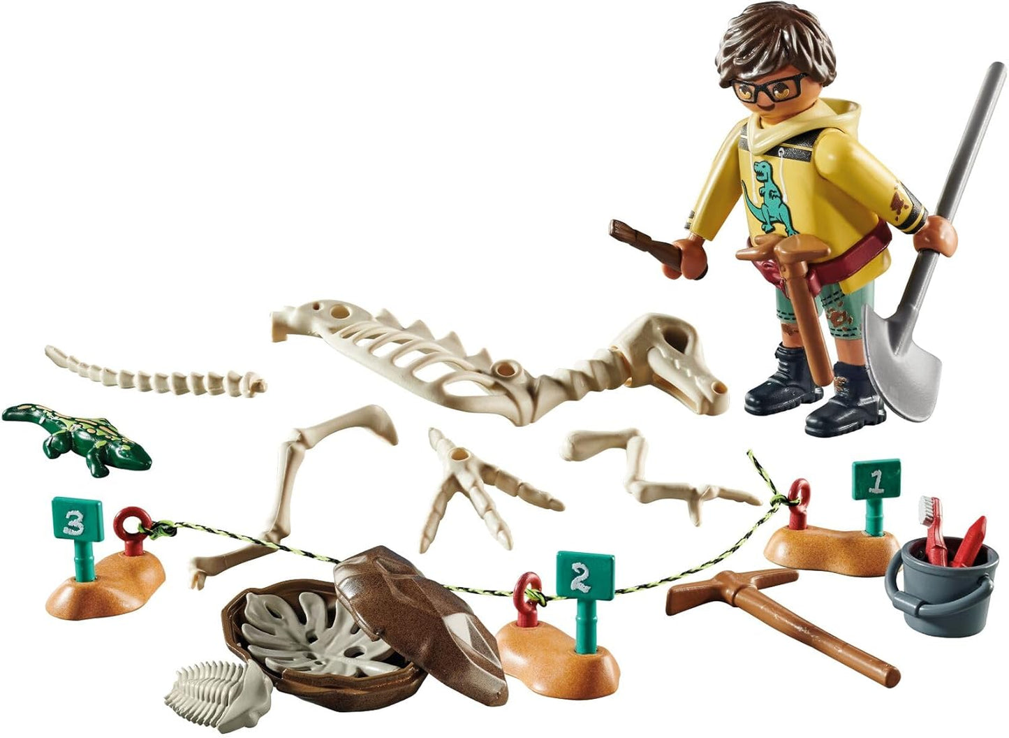 Playmobil 71527 Dinos: escavação arqueológica com esqueleto de dinossauro, conjuntos de dinossauros emocionantes, jurássico, brinquedos de dinossauro, dramatização divertida e imaginativa,