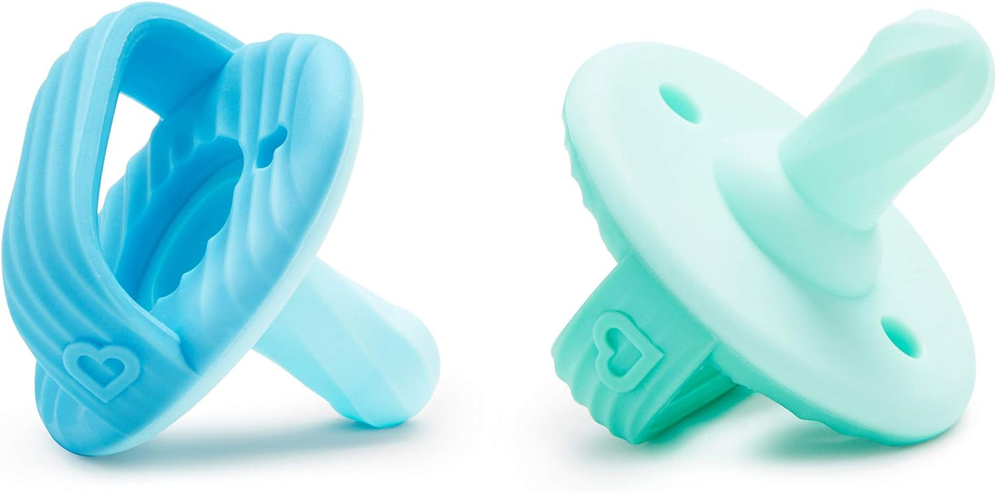 Munchkin Sili-Soothe & Teethe Chupeta e Mordedor de Silicone Azul e Menta - 2 unidades