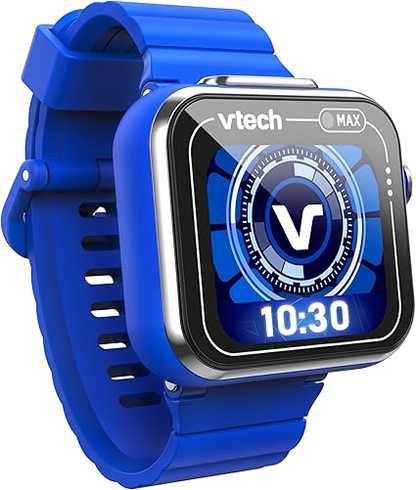 VTech KidiZoom Smart Watch Max, relógio para crianças com jogos, câmera dupla para fotos e selfies, 8 jogos, pedômetro, tela colorida, efeitos engraçados e muito mais, para bebês de 4, 5, 6, 7 anos ou mais, azul