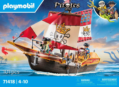 Playmobil 71418 Piratas: navio pirata, aventuras emocionantes em alto mar para crianças de 4 anos ou mais