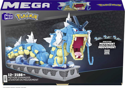 MEGA Brinquedos de construção Pokémon para adultos, Gyarados de movimento com 2186 peças, boca e cauda móveis, ideia de presente para colecionadores, HGC24