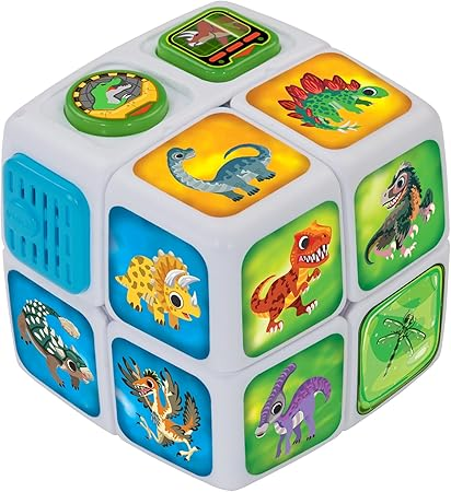 VTech Cube Adventures Dino Discoveries, cubo torcido interativo com fatos e frases sobre dinossauros, atividades e questionário, brinquedo interativo para crianças de 4, 5, 6 anos ou mais, versão em inglês