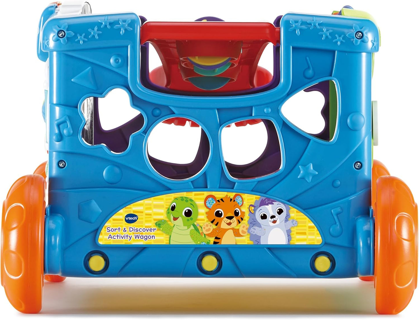 VTech Baby Sort &amp; Discover Activity Cart, Panel de actividades con luces y materiales manipulativos, animales, números y colores, juguete interactivo, regalo para niños de 12, 18, 24 meses y más, versión en inglés