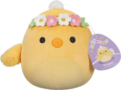 Squishmallows originais de 7,5 polegadas - Squishmallows de Páscoa - Triston, o pintinho amarelo com faixa de flor