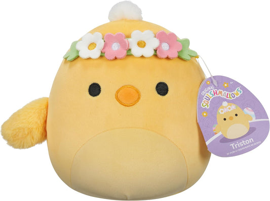 Squishmallows originais de 7,5 polegadas - Squishmallows de Páscoa - Triston, o pintinho amarelo com faixa de flor