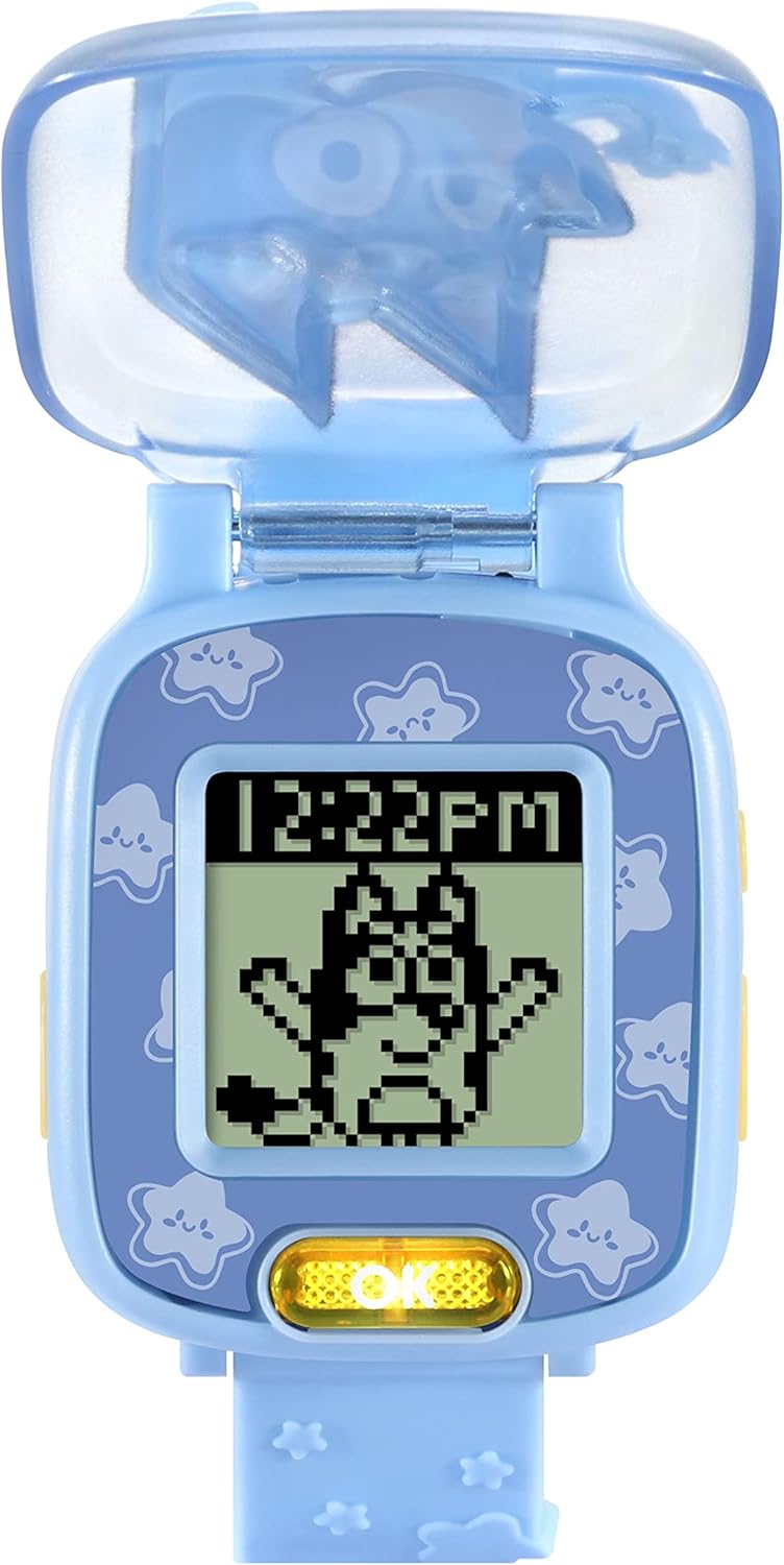 VTech  Relógio de aprendizagem Bluey Wackadoo Bluey, brinquedo oficial Bluey, relógio para crianças com cronômetro, temporizador, alarme e jogos, presente educacional para crianças de 3, 4, 5, 6 anos ou mais, versão em inglês, médio